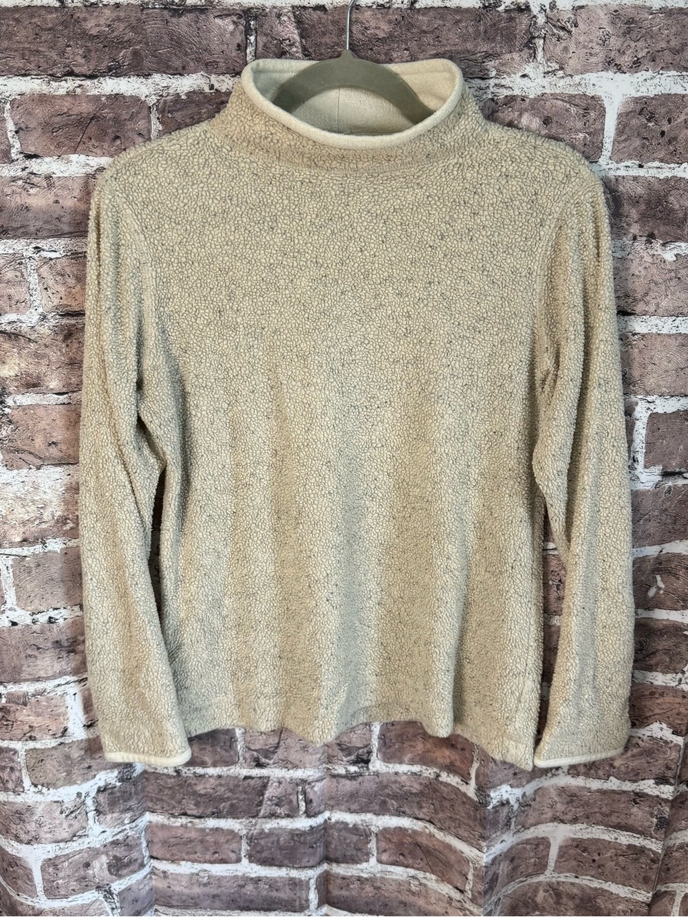 L.L.Bean Women’s XS Cream Sherpa Fleece Pullover Mock Neck Cozy